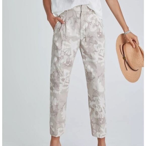 Anthropologie Pants Frannie Women Plus Linen Blend Tapered Camo Pants 20W - Picture 2 of 9